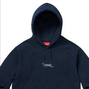 Hooded sweatshirt tag logo navy
